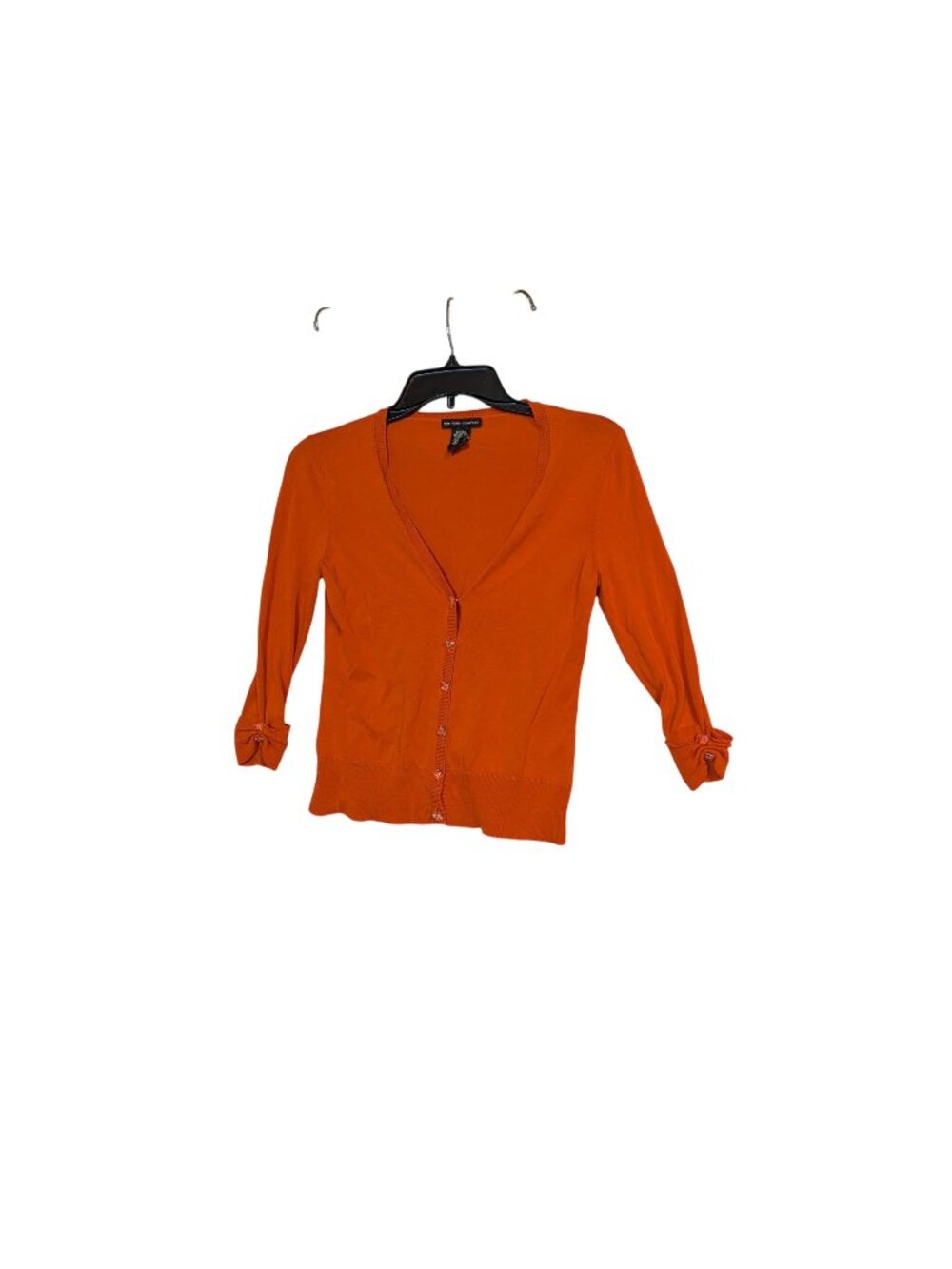 New York & Company Orange Cardigan XS Silk Blend